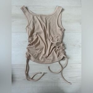 Ruched Tan cropped Tank Top